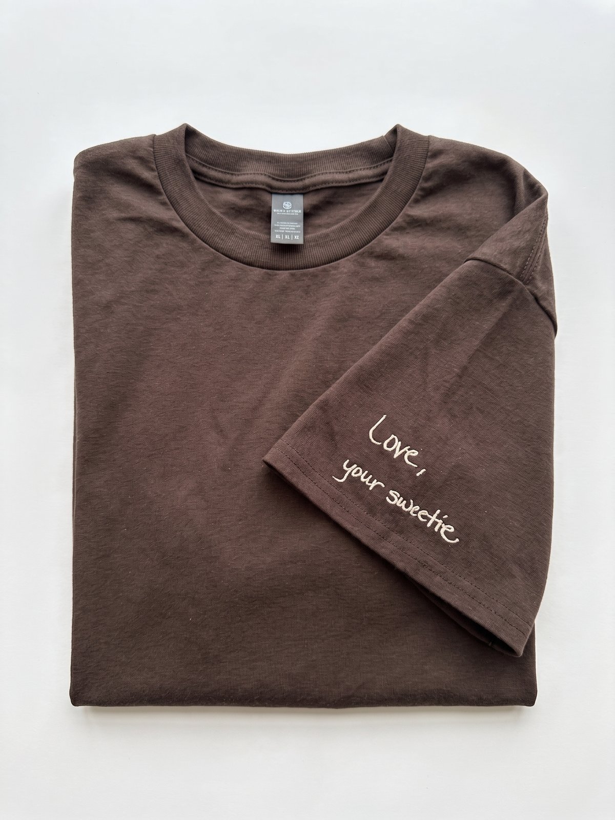 "Love, your sweetie" on the sleeve